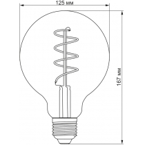 Лампа LED VIDEX Filament G125FASD 5W E27 2200K дімерна бронза