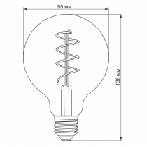 Лампа LED VIDEX Filament G95FASD 5W E27 2200K дімерна бронза