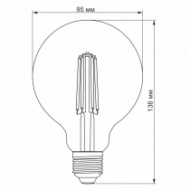 Лампа LED VIDEX Filament G95FAD 7W E27 2200K дімерна бронза