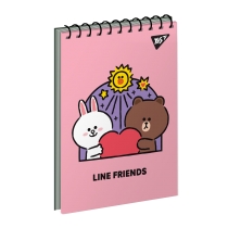 Зошит для записів YES А7/80 од.спіраль "Line Friends. Lovey"