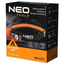 Ліхтар налобний  Neo Tools акумуляторний, 700мАг, 600лм, 6Вт, 4 функції освітлення, IPX4