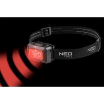 Ліхтар налобний Neo Tools акумуляторний, 1200мАг, 250лм, 3Вт, 5 функцій освітлення, червоне світло,