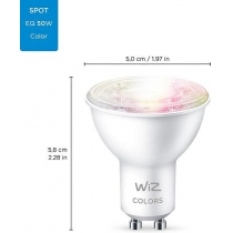 Лампа умная WiZ, GU10, 4.7W, 50W, 345Lm, 2200-6500K, RGB, Wi-Fi