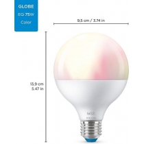 Лампа умная WiZ, E27, 11W, 75W, 1055Lm, G95, 2200-6500, RGB, Wi-Fi