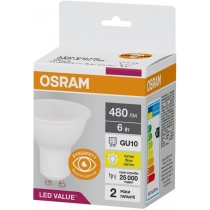 Лампа світлодіодна OSRAM LED VALUE, PAR16, 6W, 3000K, GU10