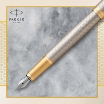 Ручка перьевая Паркер, IM Premium Warm Silver, позолота