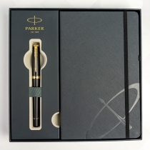 Набір Parker URBAN Muted Black GT FP F (перова ручка + блокнот Parker)