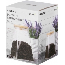Банка для хранения Ardesto Fresh, 910мл, стекло, бамбук, конусная, прозрачный