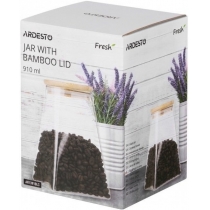 Банка для зберігання Ardesto Fresh, 910мл, скло, бамбук, конусна, прозорий