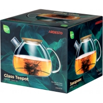 Заварник Ardesto Midori Bubble, 1500мл, боросилікатне скло, бамбук, прозорий