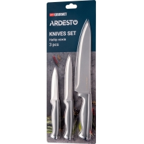 Набір ножів Ardesto Gemini Gourmet, 3 предмети, нержавіюча сталь, пластик, сірий