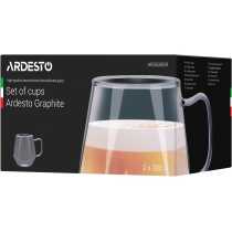 Набор чашек Ardesto Graphite, 300мл, 2шт, боросиликатное стекло, серый