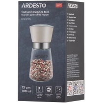 Мельница для соли и перца Ardesto Gemini, 180мл, стекло, пластик, прозрачный, бежевый