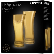 Набір склянок високих Ardesto Golden Moon, 350мл, 2шт, скло, золотистий