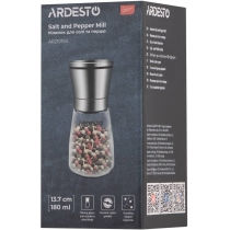 Мельница для соли и перца Ardesto Gemini, 180 мл, стекло, нержавеющая сталь, прозрачный