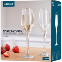 Набор бокалов для шампанского Ardesto Loreto, 230мл, 6шт, стекло, прозрачный