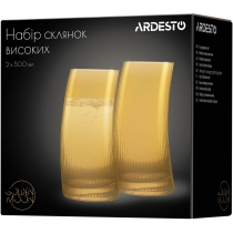 Набір склянок високих Ardesto Golden Moon, 500мл, 2шт, скло, золотистий