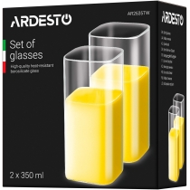 Набір склянок Ardesto Twins, 350мл, 2шт, боросилікатне скло, прозорий