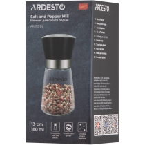 Мельница для соли и перца Ardesto Gemini, 180мл, стекло, пластик, прозрачный, черный