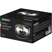 Пиала Ardesto с двойными стенками, 14.5см, боросиликатное стекло, прозрачный