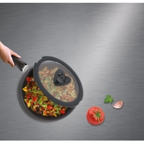 Кришка Tefal Ingenio 22см, скло, силікон, прозоро-чорний