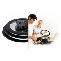 Кришка Tefal Ingenio 24см, скло, силікон, прозоро-чорний