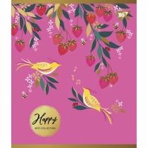 Зошит 96 аркушів, лінія, "Happy" мат. ВДЛ+ УФ-виб+Pantone Gold