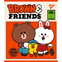 Тетрадь 48 листов, клетка, "Line Friends" мат. ВДЛ+ УФ-выб