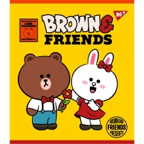 Тетрадь 48 листов, клетка, "Line Friends" мат. ВДЛ+ УФ-выб