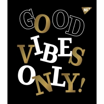Зошит 48 аркушів, лінія, "Good vibes" мат. ВДЛ+ УФ-спл+Pantone Gold