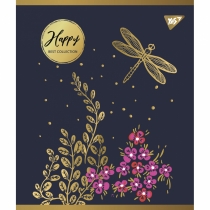 Тетрадь 48 листов, клетка, "Happy" мат. ВДЛ+ УФ-выб+Pantone Gold