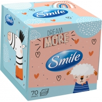 Серветки косметичні ТМ SMILE 70л 3шар білі куб