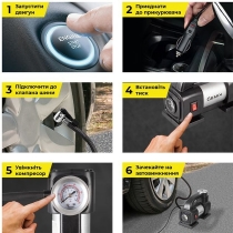 Автокомпресор GEMIX Model X поршневий з сумкою, ліхтарик, 40 л/хв