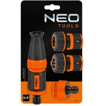Набор для полива Neo Tools 3/4", ороситель ручной прямой, 2 коннектора для шланга, коннектор для кра