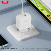 Мережевий зарядний пристрій XO L138 - 30W PD USB-C & 18W QC USB-A White