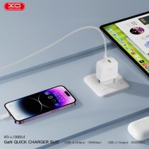 Мережевий зарядний пристрій XO L138 - 30W PD USB-C & 18W QC USB-A White