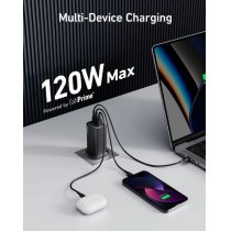 Мережевий зарядний пристрій Anker PowerPort 737 GaNPrime - 120W 2xPD & 1xPIQ PPS/DPDS Black - UK plu