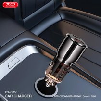Автомобільний зарядний пристрій XO CC58 95W Car Charger Type-C PD 65W + USB-A 30W (Gray)
