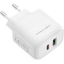 Сетевое зарядное устройство XO L137 - 20W PD USB-C & 18W QC USB-A White