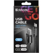 Кабель Defender USB08-03T PRO USB2.0, AM-MicroBM Black, 1m (87802)