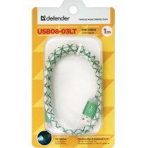 Кабель Defender USB08-03LT USB(AM)-MicroBM GreenLED Backlight 1m