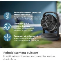 Вентилятор Philips настільний Series 3000, 22см, 27Вт, таймер, поворот 180, чорний