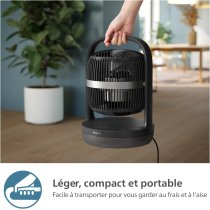 Вентилятор Philips настільний Series 3000, 22см, 27Вт, таймер, поворот 180, чорний