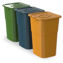 Бак 50 л сортувальний з 3 шт. (набір) Eco зелений, синій, жовтий Plastmeccanica