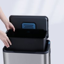 Відро з педаллю 30 л прямокутне Soft Close срібний металік JAH