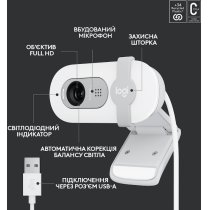 Веб-камера Logitech BRIO 100 FHD OFF-WHITE (960-001617)