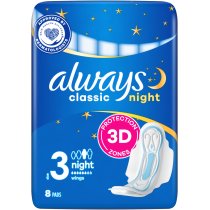 Гігієнічні прокладки Always Classic Night (Розмір 3) 8 шт