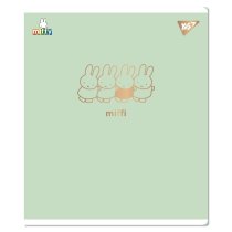Тетрадь 12 листов, наклонная линия "Gold Miffy" Софт тач, фольга золото