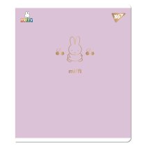 Тетрадь 12 листов, наклонная линия "Gold Miffy" Софт тач, фольга золото