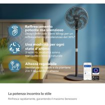 Вентилятор Philips підлоговий Series 3000, 40см, 48Вт, керування через смартфон, регулювання висоти,